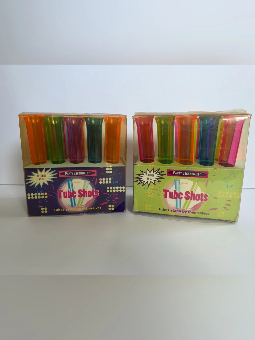New Party Essentials Neon Tube Shots 30 Total Hard Plastic Test Tubes Lot of 2